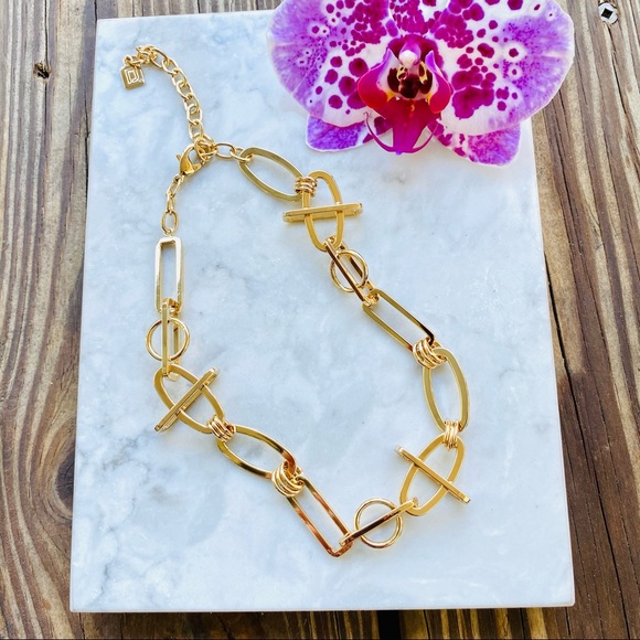 DANNIJO You Me Necklace in Metallic Gold NWT - Picture 5 of 12